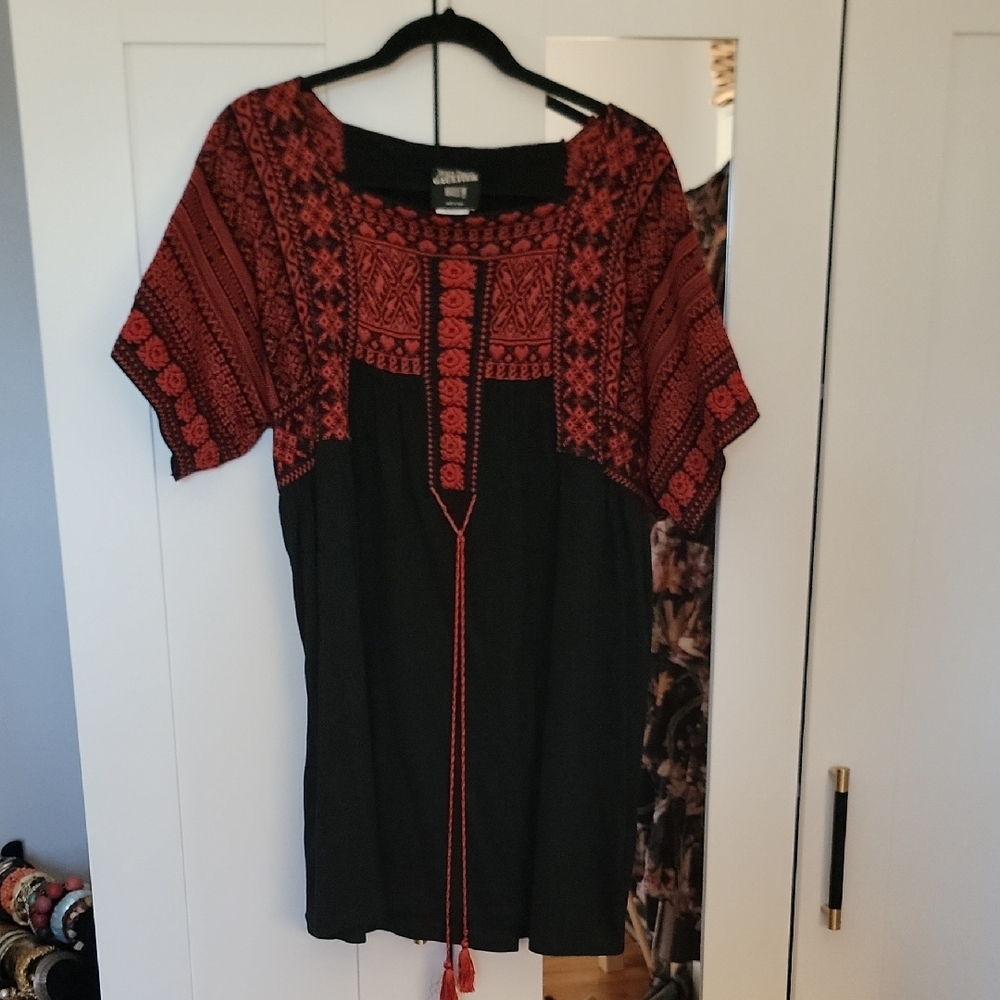 Jean Paul Gaultier Black Top With Red Embroidery